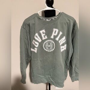 PINK Victoria’s Secret Love Pink Green Crewneck Sweatshirt Medium